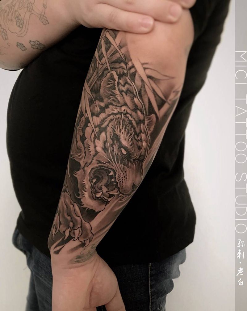 老虎纹身图片_新传统老虎虎纹身图案