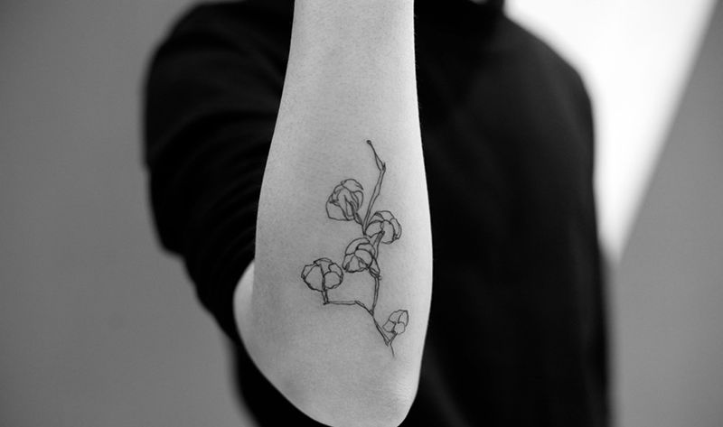 棉花纹身图片_手臂小清新纹身图案