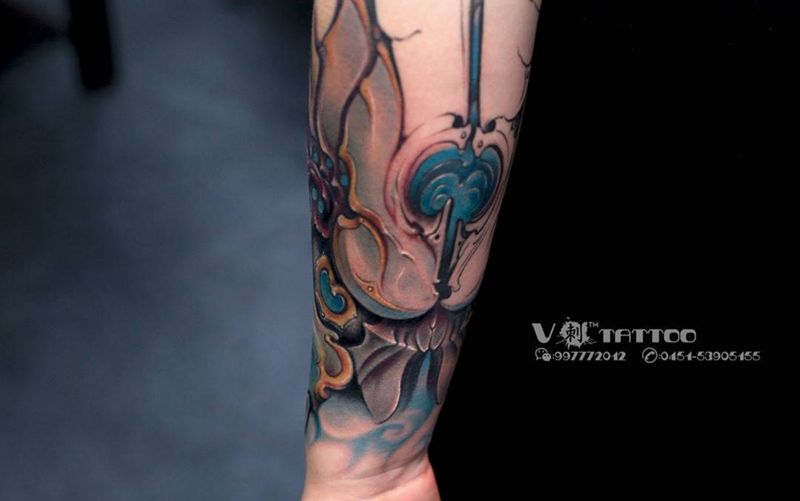 未完成作品…纹身图片_成品手臂欧美哈尔滨哈尔滨V刺3D阿V花臂骷髅纹身图案