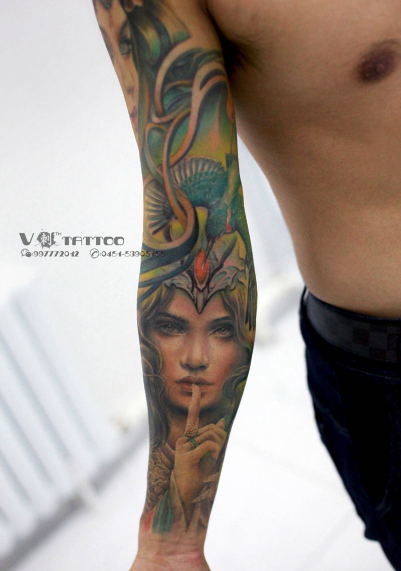 人生的路，每一步都作数！纹身图片_V刺 肖像王子哈尔滨花臂欧美人物习俗肖像手臂纹身图案