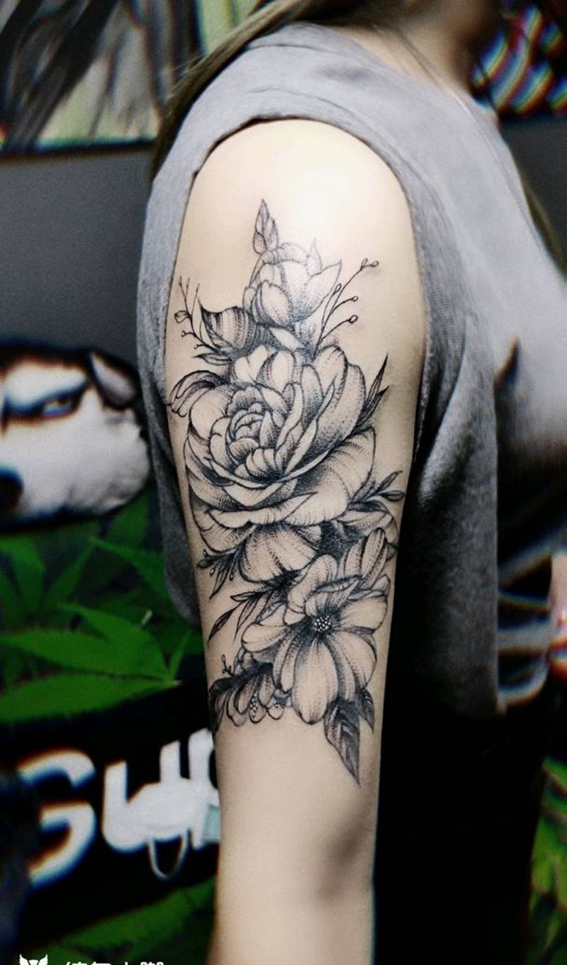 素花修改纹身图片_手臂纹身图案