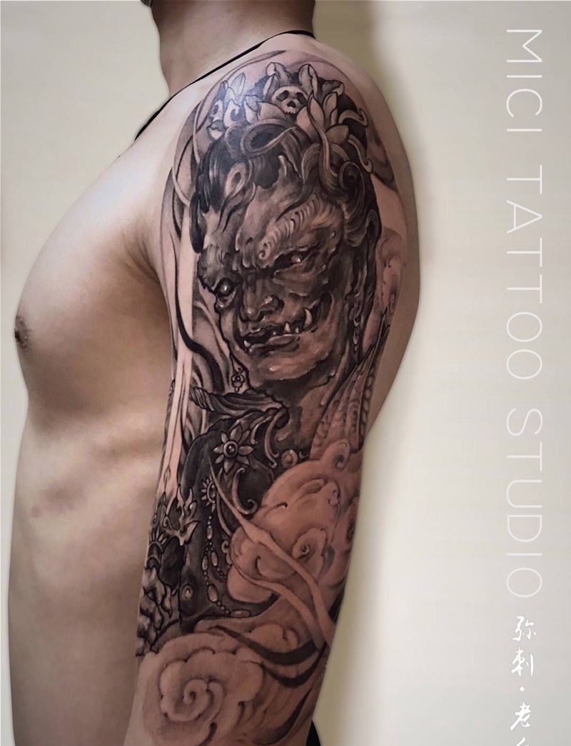 不动明王纹身图片_不动明王哈尔滨弥刺纹身图案