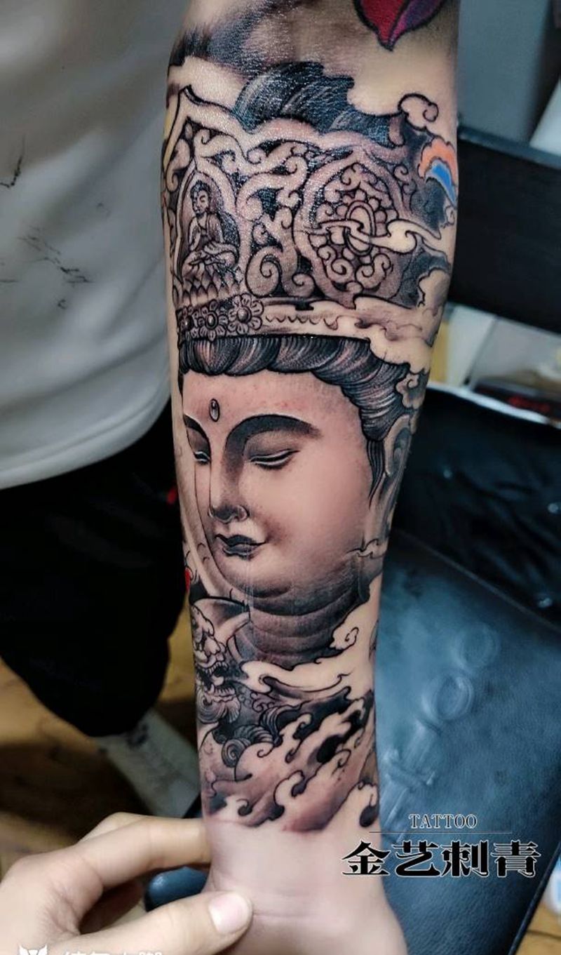 传统 佛纹身图片_手臂纹身图案