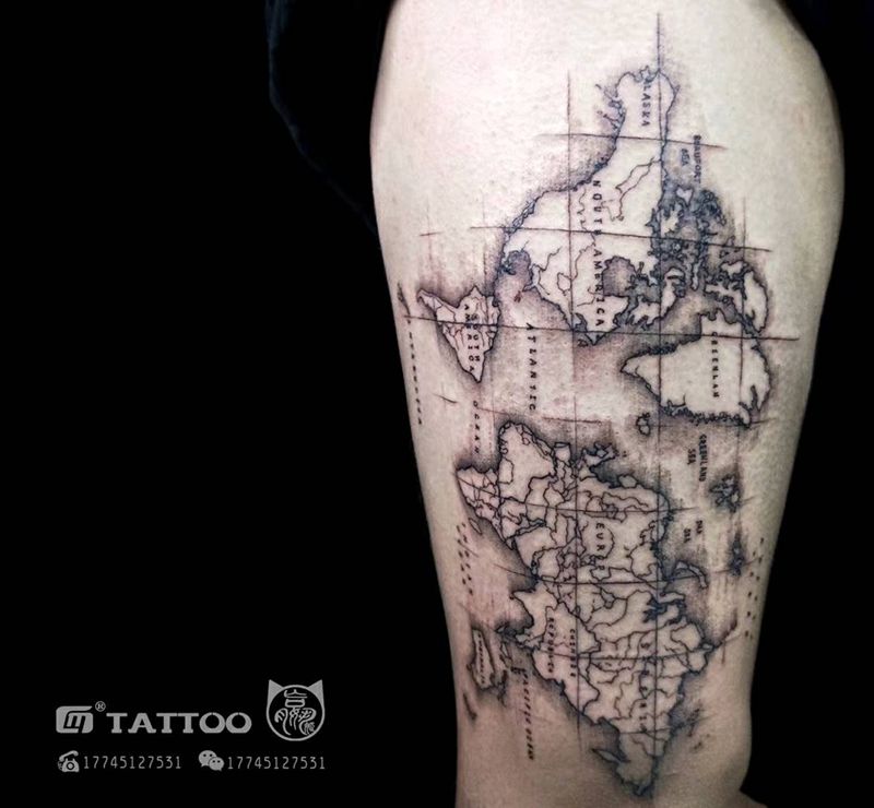 慢下来看世界纹身图片_腿部纹身图案