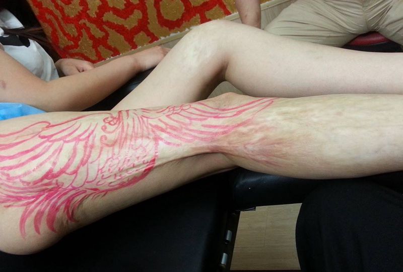 大面积烧伤遮盖纹身图片