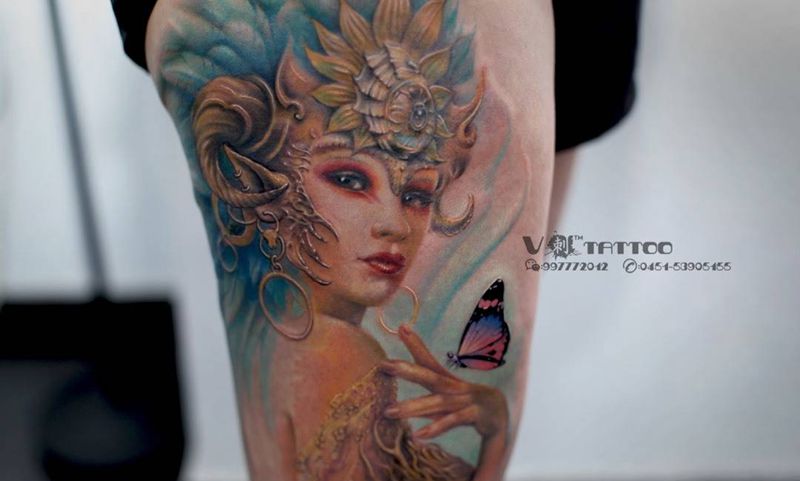 如果我喜欢一个时刻，我只想沉浸在那个时刻…纹身图片_成品腿部欧美肖像写实人物哈尔滨哈尔滨V刺3D阿V纹身图案