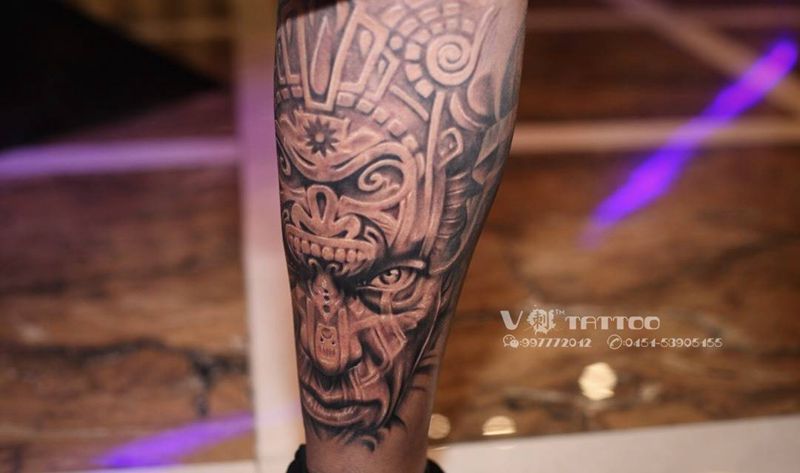 生而孤独…纹身图片_成品腿部欧美阿V作品哈尔滨V刺纹身图案