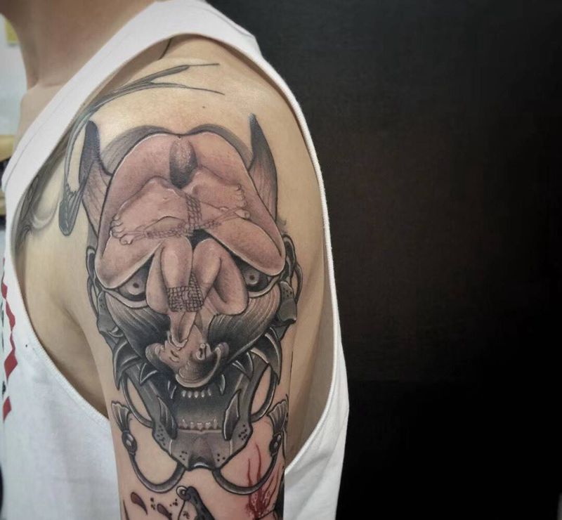 骚骚的花臂纹身图片_酷炫 线条school人物动物图腾宗教习俗手臂纹身图案