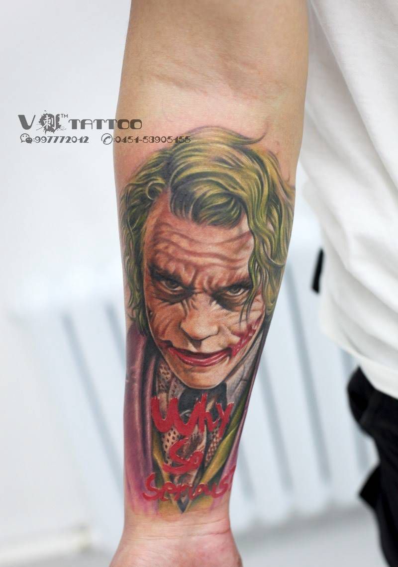 小丑！纹身图片_成品欧美肖像写实人物阿V作品V刺肖像王子哈尔滨纹身图案