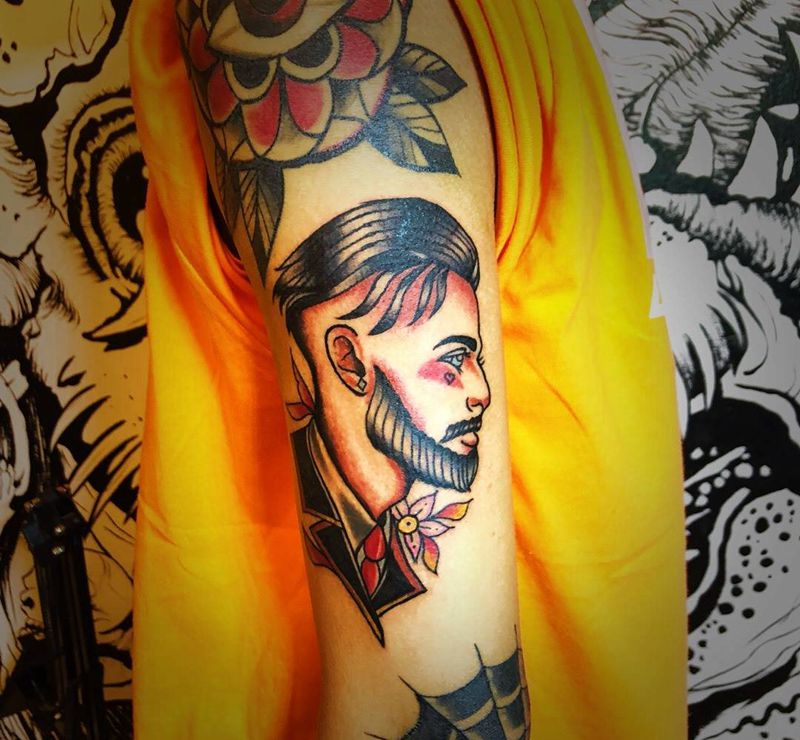 old school#Man纹身图片_手臂成品欧美人物纹身图案