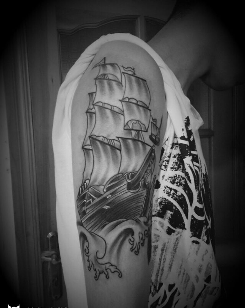 帆船纹身图片
