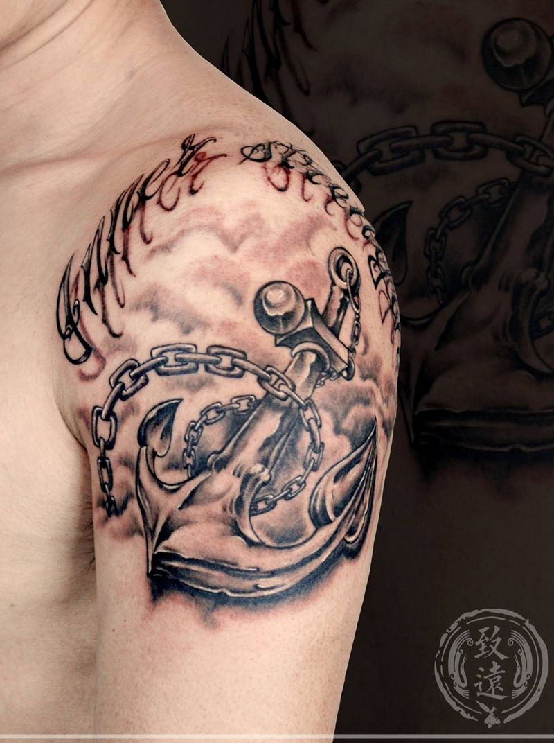 船锚⚓️字母纹身图片