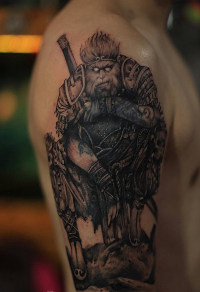 社会猴子纹身图片_成品手臂纹身图案