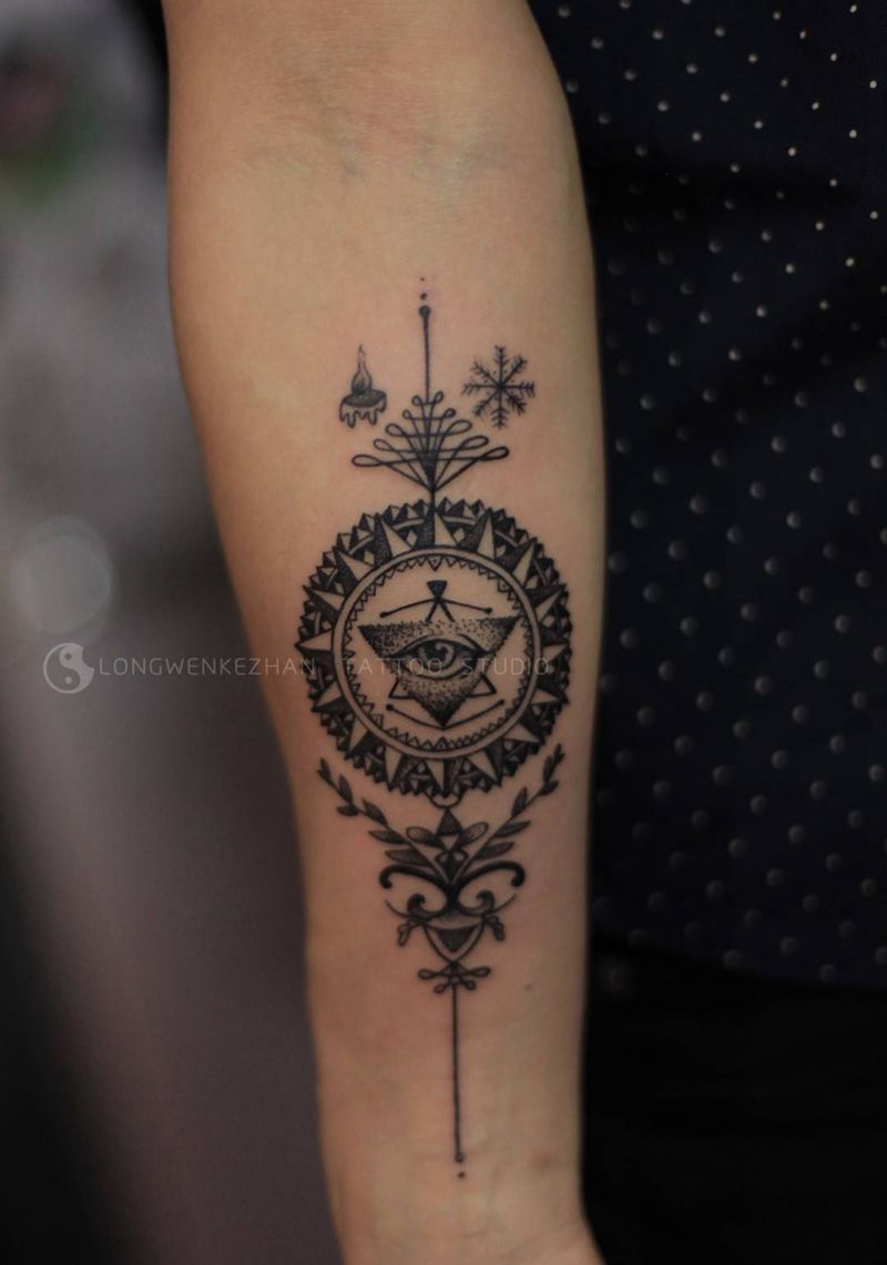 上帝之眼纹身图片_成品手臂纹身图案