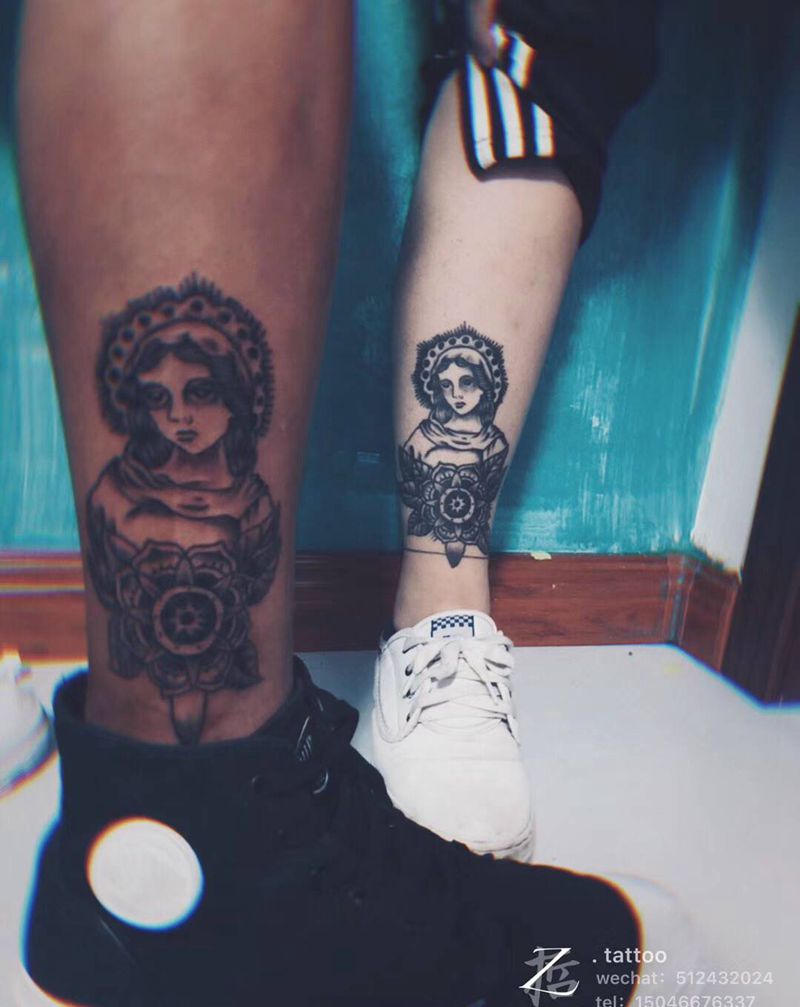 玛丽亚纹身图片_Old School纹身图案