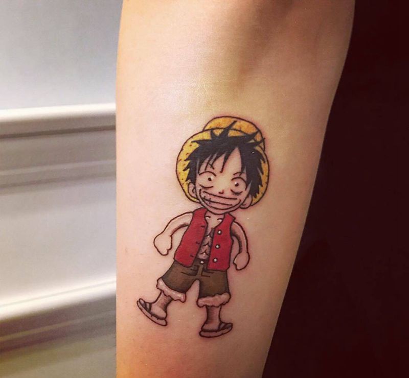 海贼王纹身图片_手臂卡通动漫小清新纹身图案