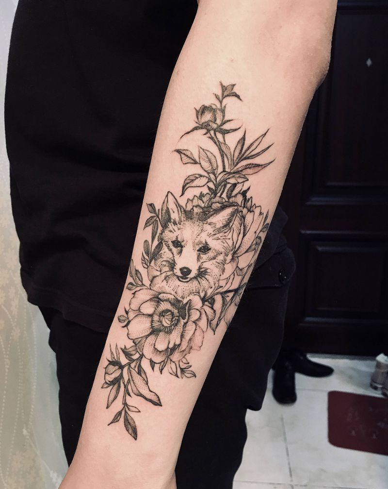 素花纹身图片_手臂纹身图案