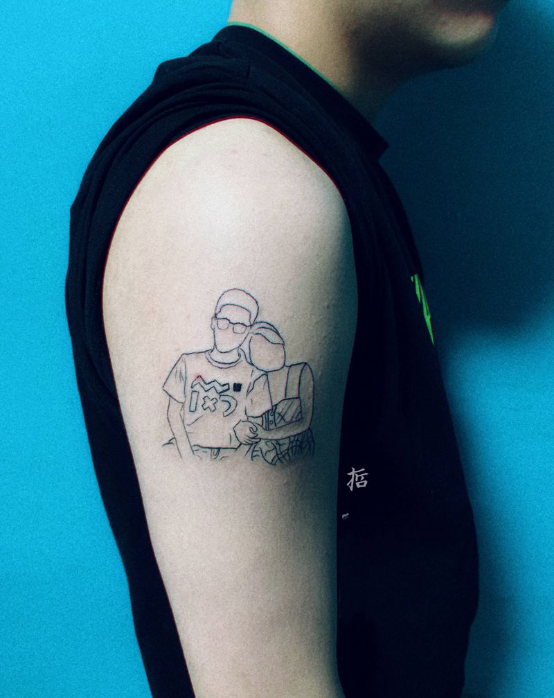 合影纹身图片_手臂几何纹身图案