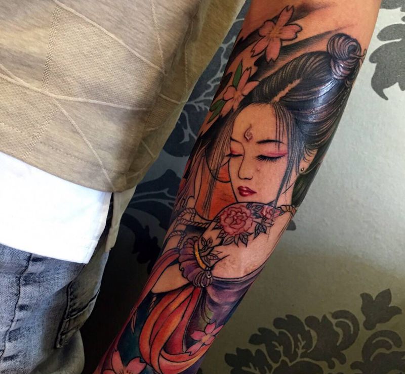 艺妓纹身图片_手臂纹身图案