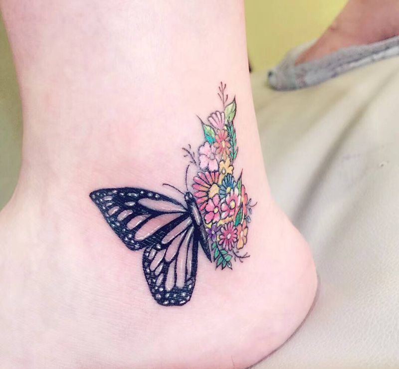 复古纹身图片_脚部纹身图案