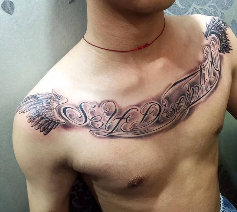 恶魔与天使纹身图片_胸部纹身图案