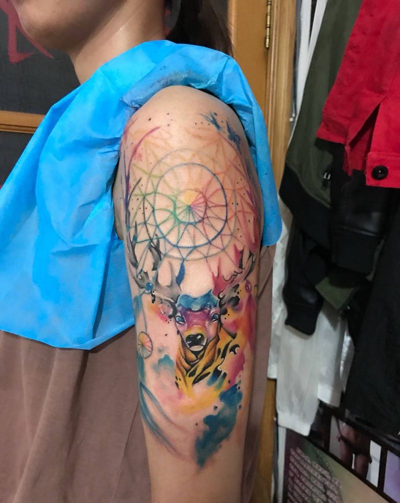 捕梦网纹身图片