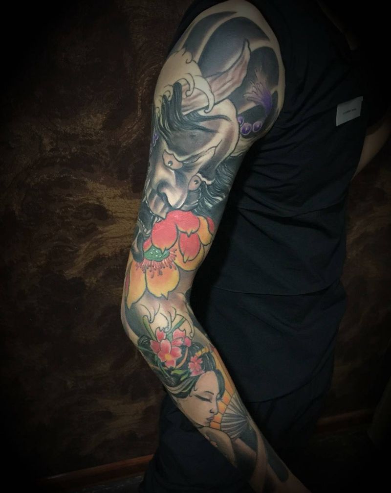 般若艺妓纹身图片