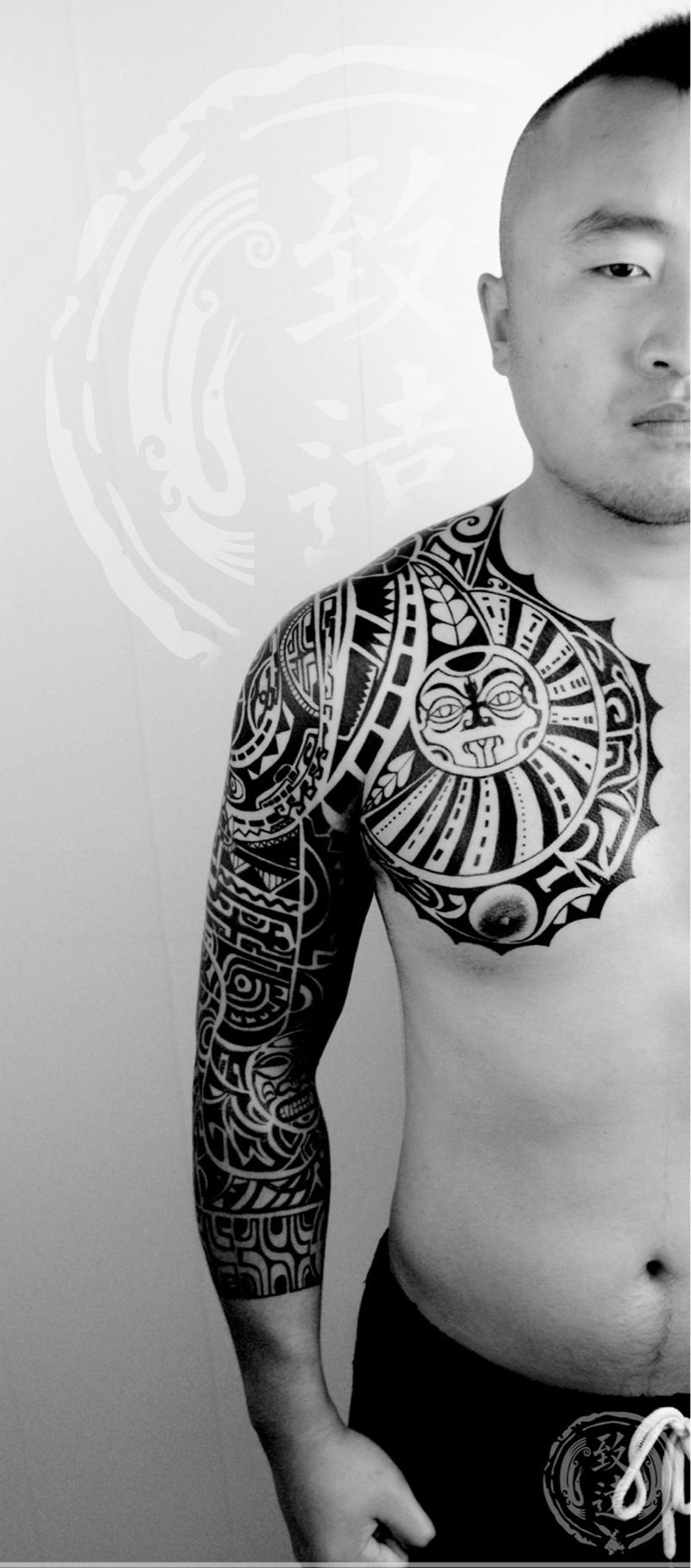 玛雅图腾纹身图片_成品手臂胸部原创图腾纹身图案