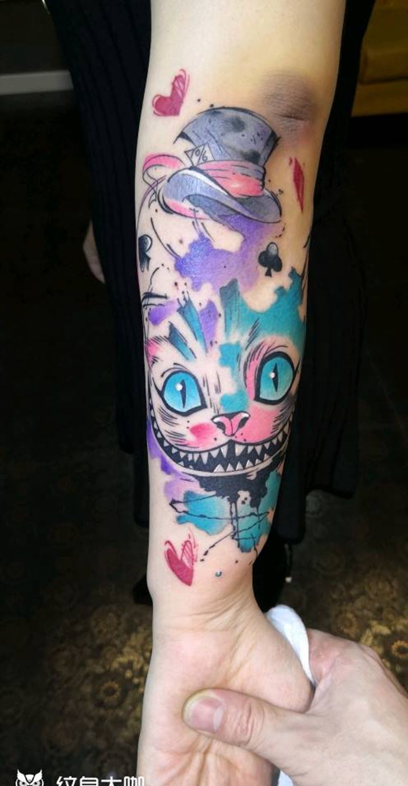 猫咪纹身图片_New School纹身图案