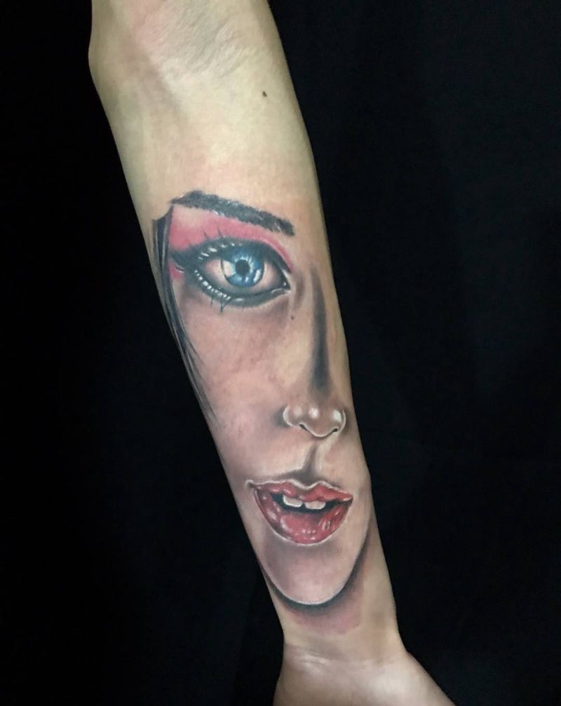 欧美写实女纹身图片_手臂欧美写实纹身图案