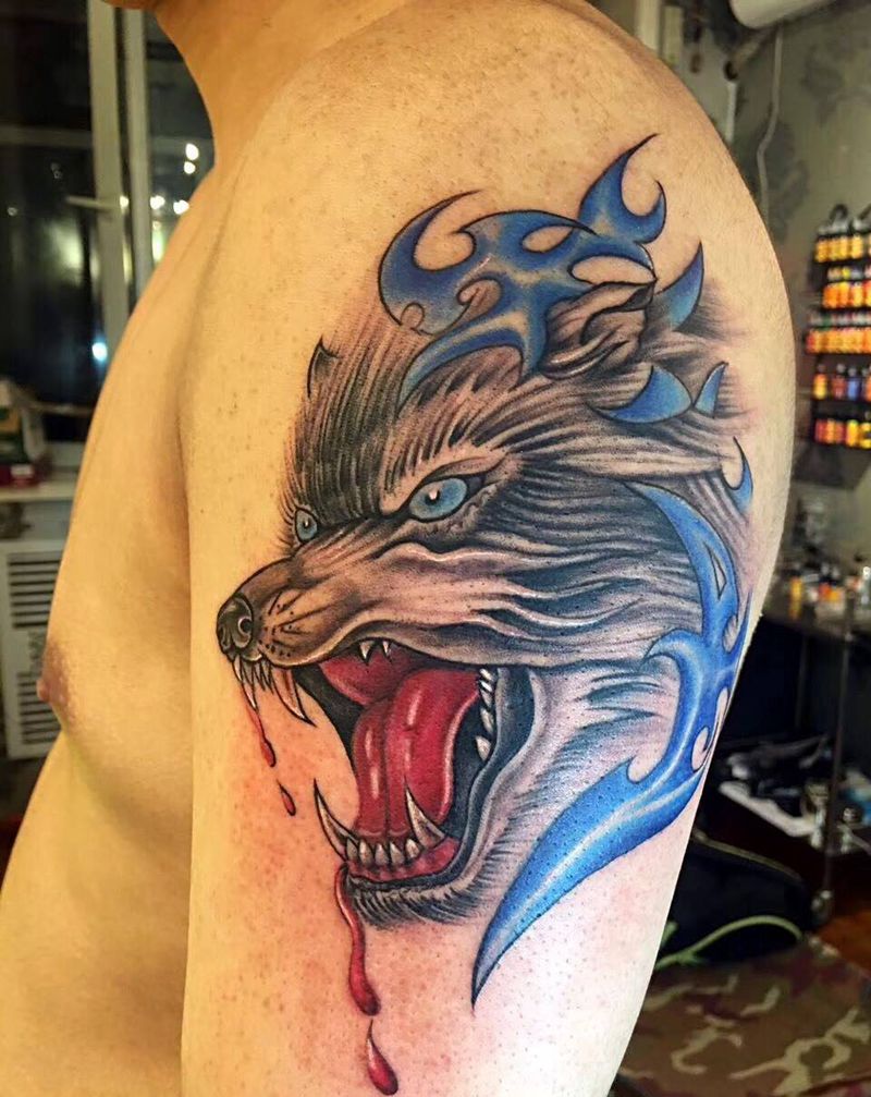 狼头纹身图片
