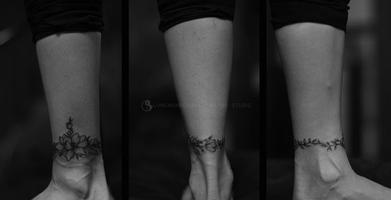小清新花纹身图片_成品脚部清新植物纹身图案