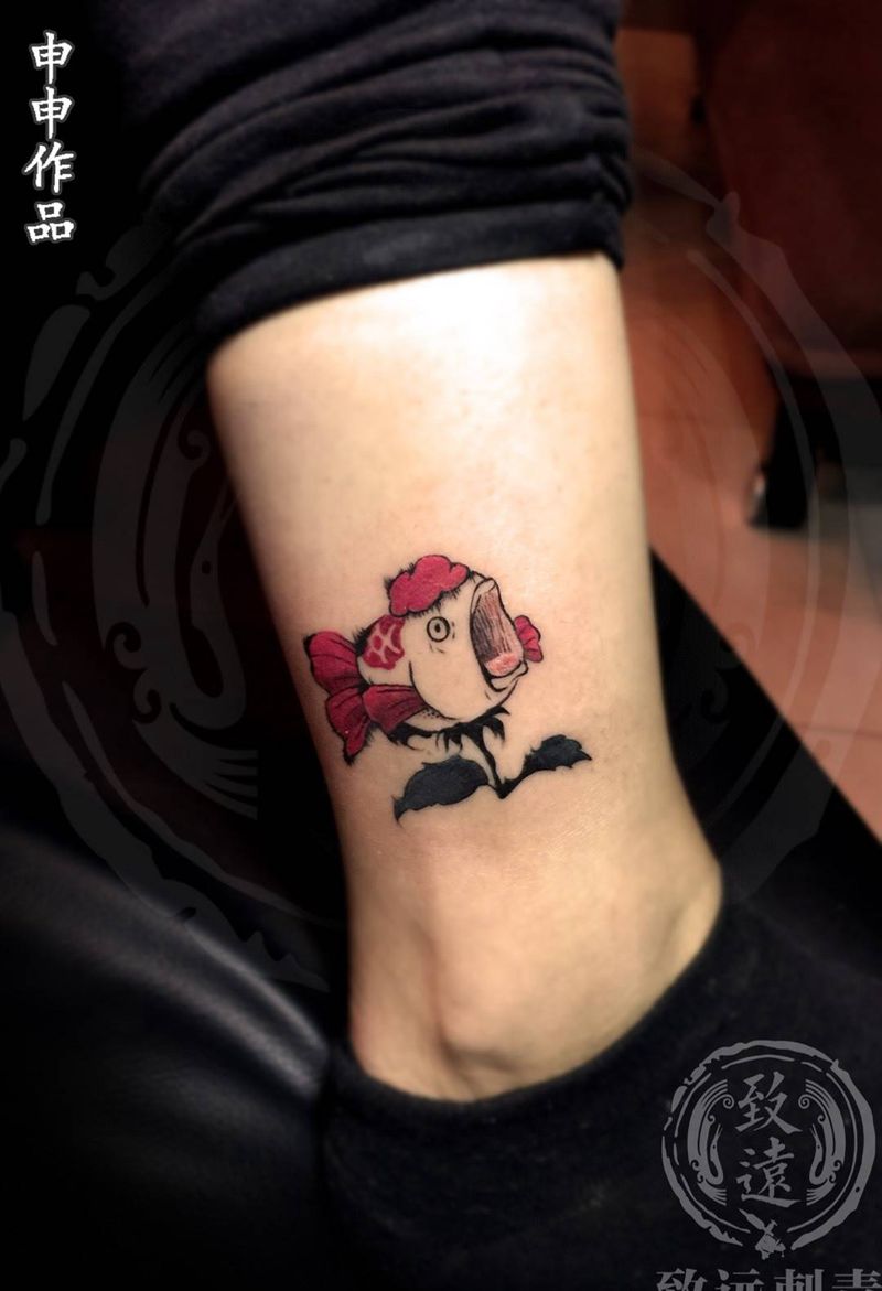 申申作品金鱼草纹身图片