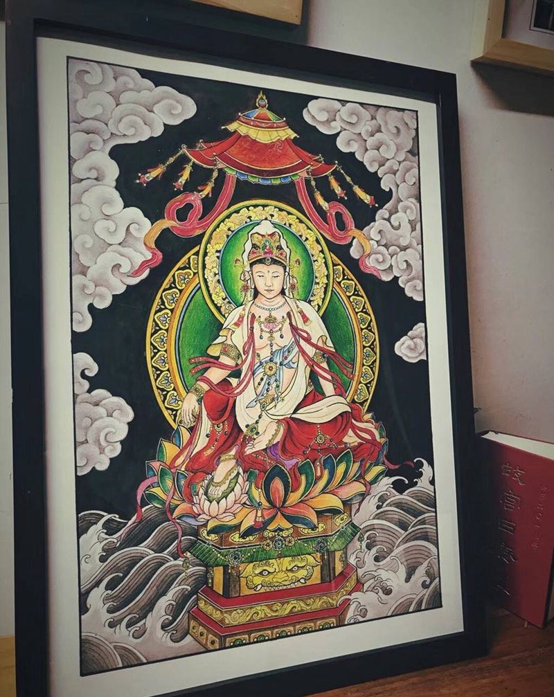 手绘菩萨纹身图片_手稿传统原创纹身图案