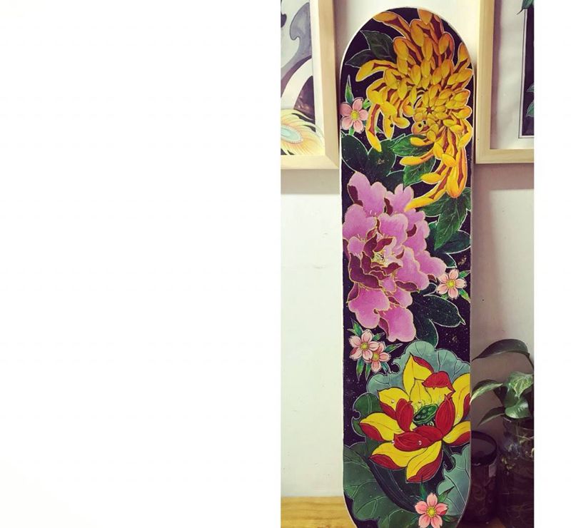 手绘滑板纹身图片_成品原创纹身图案