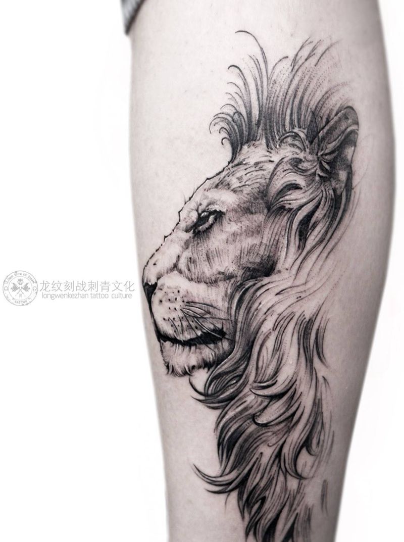 雄狮纹身图片