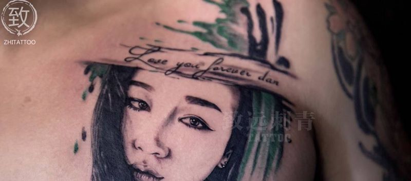 肖像纹身图片_成品原创人物肖像胸部纹身图案