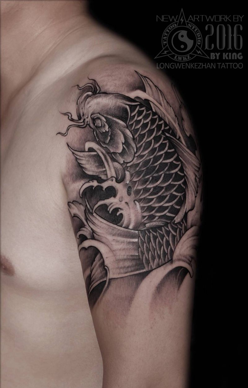 龙纹刻战刺青工作室出品纹身图片_成品手臂传统原创纹身图案