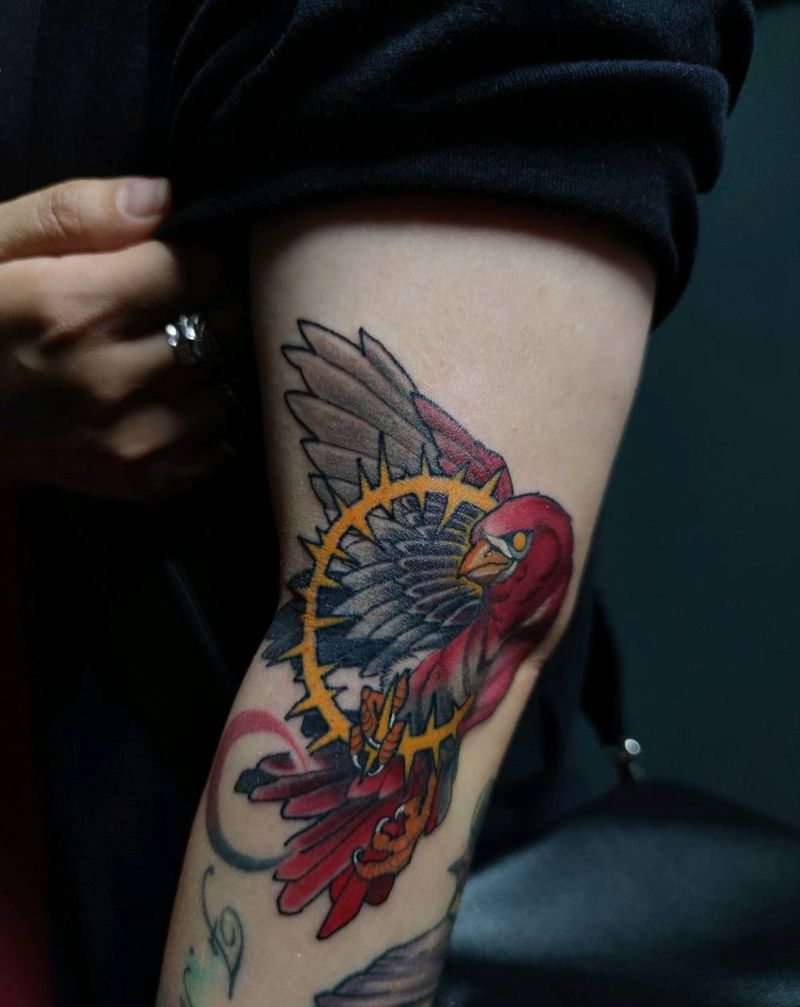 鹦鹉纹身图片_手臂New School纹身图案