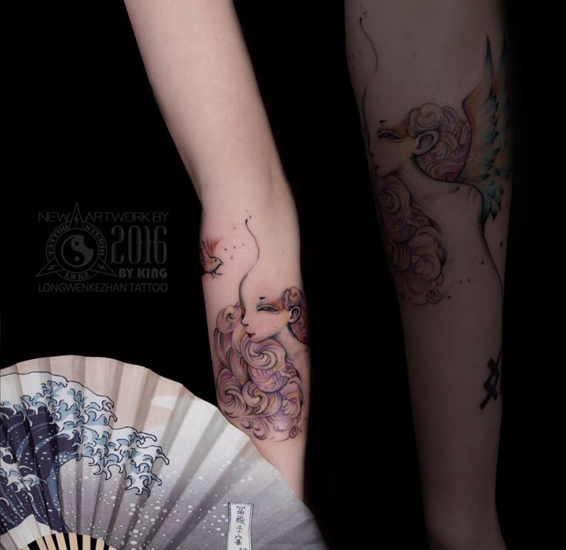 龙纹刻战刺青出品纹身图片_成品手臂欧美人物纹身图案