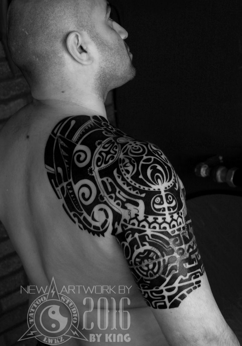 龙纹刻战刺青工作室出品纹身图片_手部手臂成品图腾欧美纹身图案