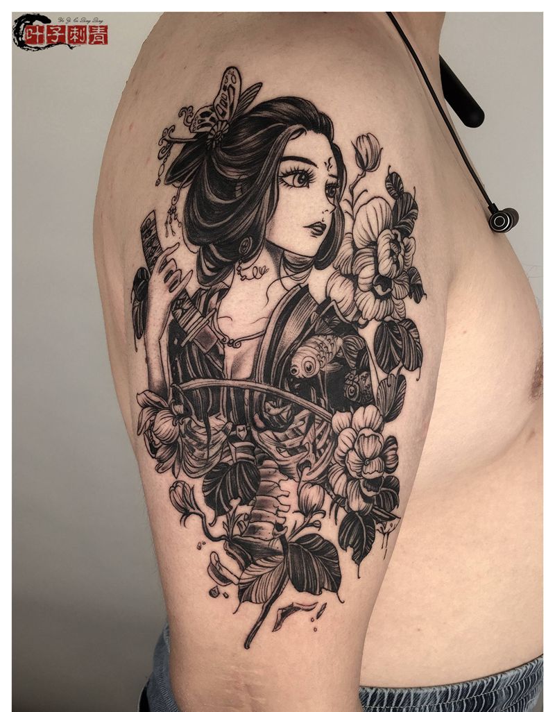 艺伎纹身图片_手臂纹身图案
