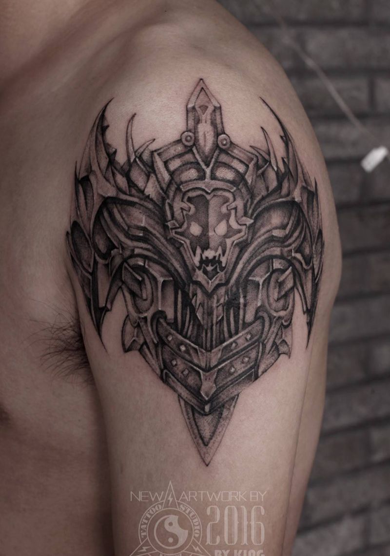 龙纹刻战刺青工作室出品纹身图片_成品手臂欧美纹身图案