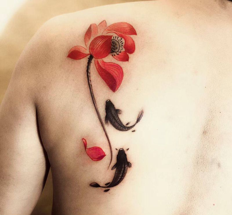 招财纹身图片_背部纹身图案