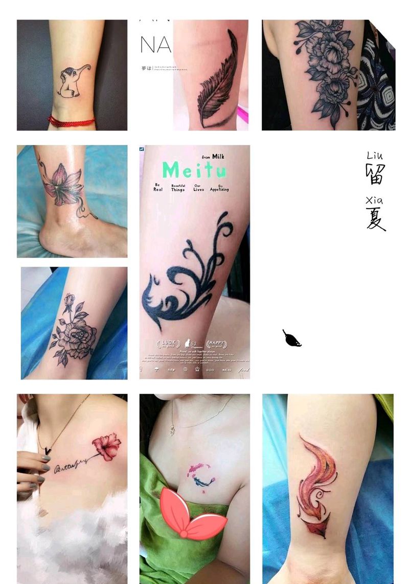 作品集纹身图片_颈部肩部背部手臂腿部脚部欧美清新写实成品纹身图案