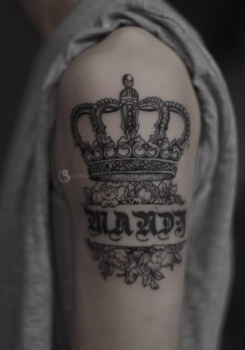 皇冠纹身纹身图片_成品手臂清新纹身图案