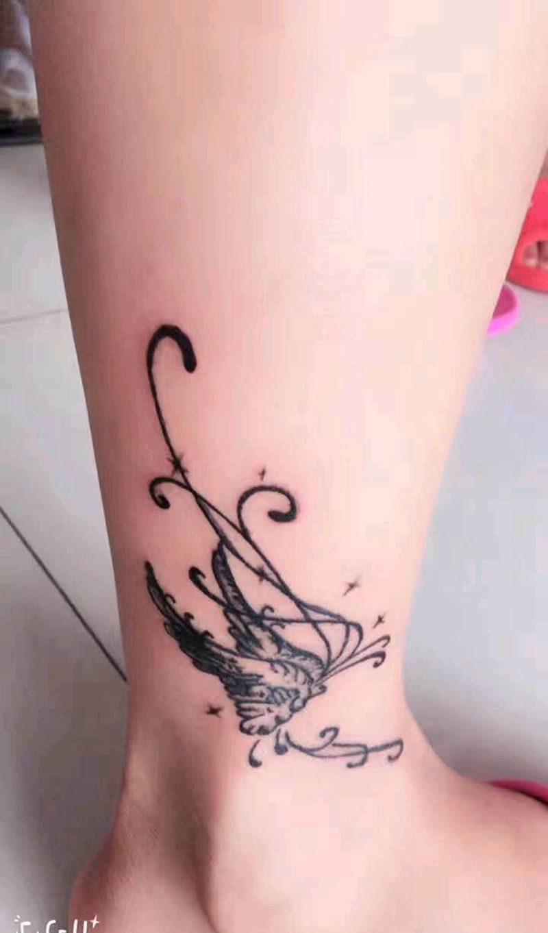 图腾纹身图片_腿部清新几何字符图腾原创成品纹身图案