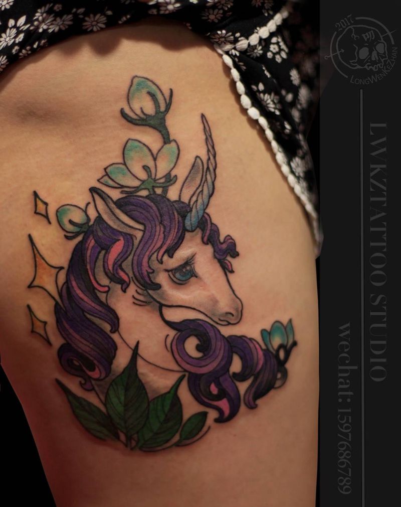 独角兽纹身图片_成品纹身图案