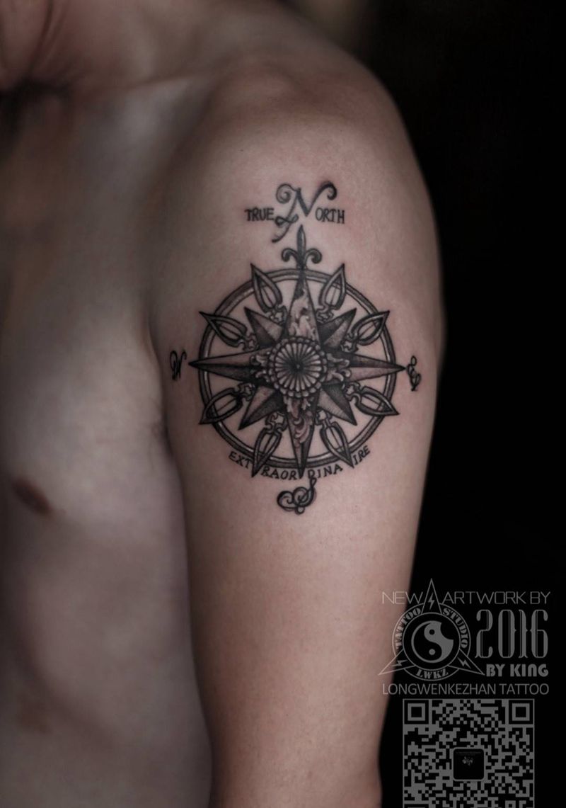 龙纹刻战刺青出品纹身图片_成品肩部纹身图案