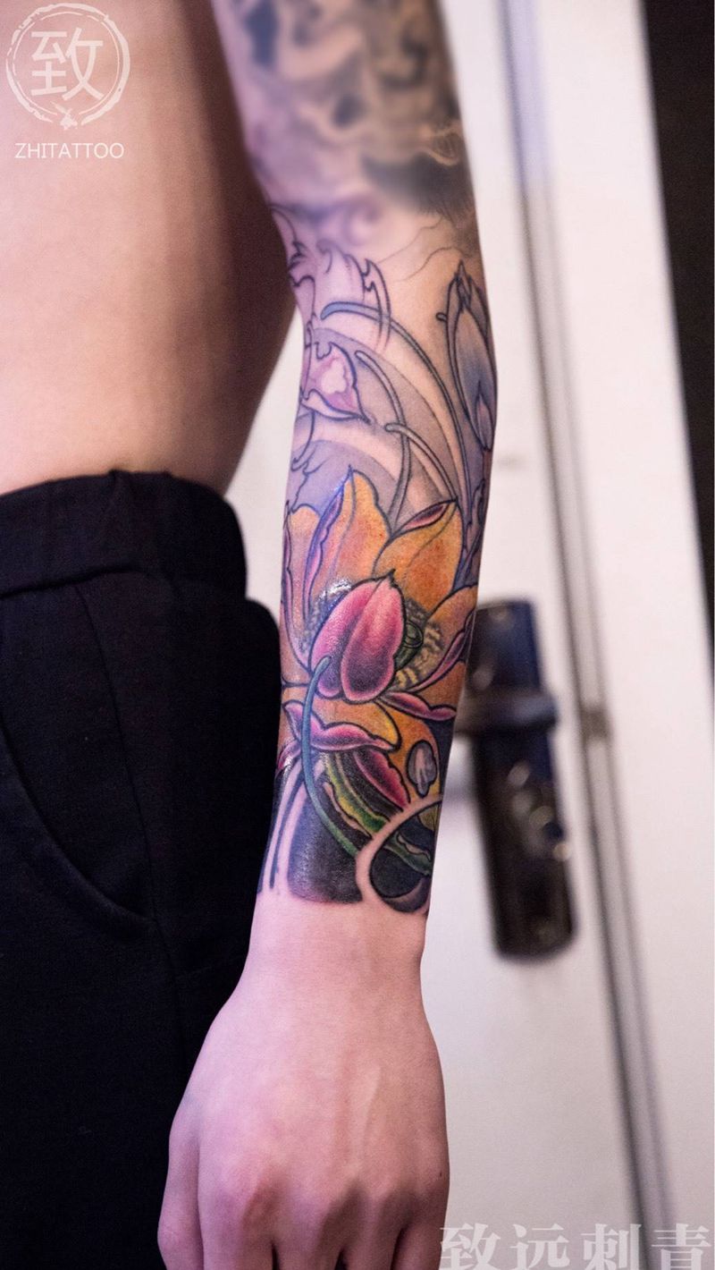 失败修改未完纹身图片_成品手臂动物植物原创传统纹身图案